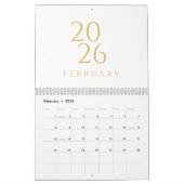 Gold Simple Elegant 2026 Calendar カレンダー (2月 2026)
