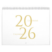 Gold Simple Elegant 2026 Calendar カレンダー (カバー)