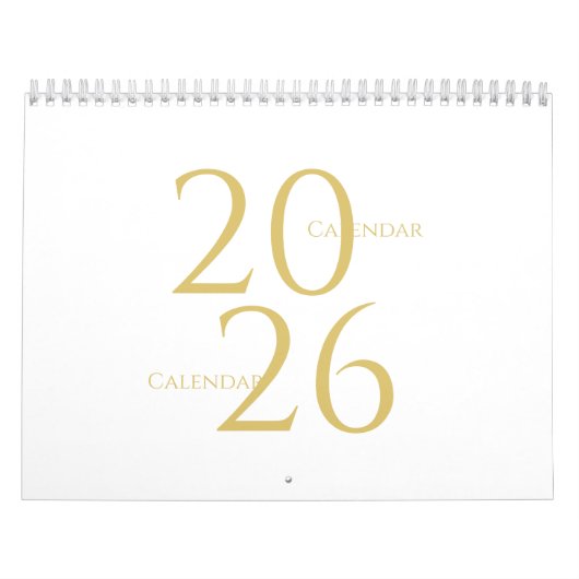 Gold Simple Elegant 2026 Calendar カレンダー (カバー)