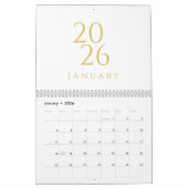 Gold Simple Elegant 2026 Calendar カレンダー (1月 2026)