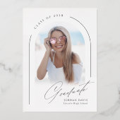 Gold Simple Elegant Script Modern Arch Graduation 箔招待状 (裏面)