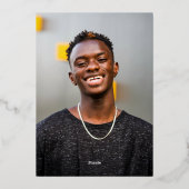 Gold Simple Modern Brush Script Grad Party 箔招待状 (裏面)