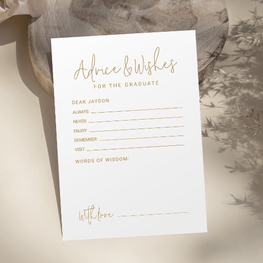 Gold Simple Modern Script Graduate advice & wishes アドバイスカード