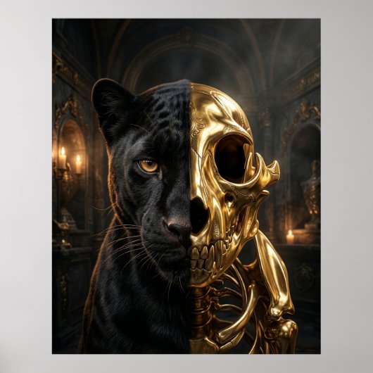 Gold Skull Panther Portrait ポスター (正面)