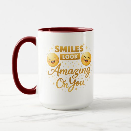 Gold “Smiles Look Amazing On You” Combo Mug マグカップ (左)