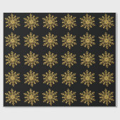 Gold Snowflake Black Wrapping Paper ラッピングペーパー (フラット)