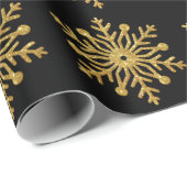 Gold Snowflake Black Wrapping Paper ラッピングペーパー (ロールコーナー)