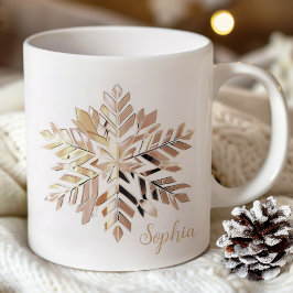 Gold Snowflake Christmas Mug | Custom name コーヒーマグカップ