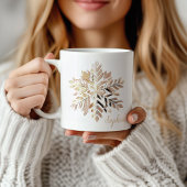 Gold Snowflake Christmas Mug | Custom name コーヒーマグカップ