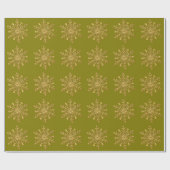Gold Snowflake Olive Wrapping Paper ラッピングペーパー (フラット)