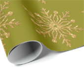 Gold Snowflake Olive Wrapping Paper ラッピングペーパー (ロールコーナー)