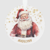 Gold Snowflake Santa Claus Kid's Christmas オーナメント (裏面)