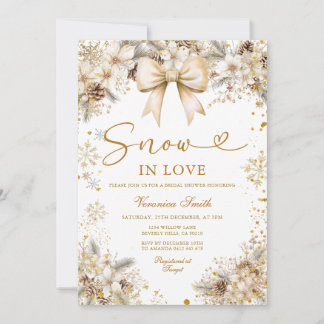 Gold Snowflake Snow in Love Winter Bridal Shower 招待状