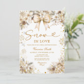 Gold Snowflake Snow in Love Winter Bridal Shower 招待状 (スタンド正面)