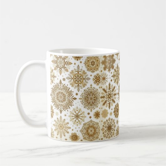 Gold snowflakes コーヒーマグカップ (左)