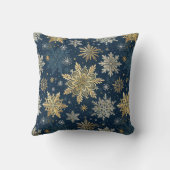 Gold Snowflakes Blue Winter Christmas  クッション (裏面)