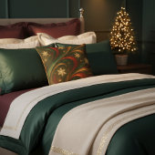 Gold Snowflakes Emerald Red Gold Holiday クッション