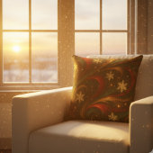 Gold Snowflakes Emerald Red Gold Holiday クッション