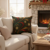 Gold Snowflakes Emerald Red Gold Holiday クッション