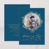 Gold Snowflakes Merry Christmas Round Family Photo (正面/裏面)