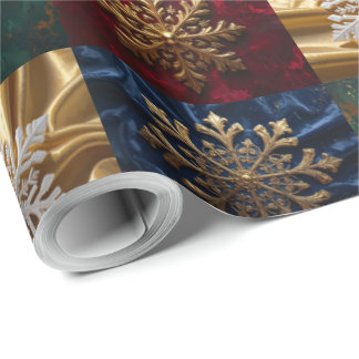 Gold Snowflakes on Image of Velvet ラッピングペーパー