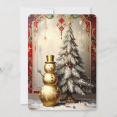 Gold Snowman Christmas Tree Holiday Card シーズンカード (裏面)