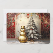 Gold Snowman Christmas Tree Holiday Card シーズンカード (裏面)
