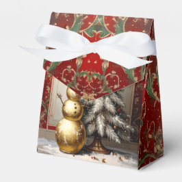 Gold Snowman Christmas Tree Holiday Favor Box フェイバーボックス