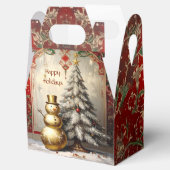 Gold Snowman Christmas Tree Holiday Favor Box フェイバーボックス (オープン)
