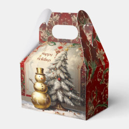 Gold Snowman Christmas Tree Holiday Favor Box フェイバーボックス