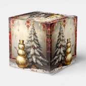 Gold Snowman Christmas Tree Holiday Favor Box フェイバーボックス (裏面サイド)