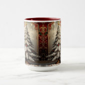 Gold Snowman Christmas Tree Holiday Mug マグカップ (中央)