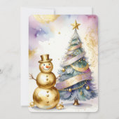 Gold Snowman Christmas Tree Holiday Party 招待状 (裏面)
