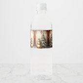 Gold Snowman Christmas Tree Water Bottle Label ペットボトルラベル (正面)