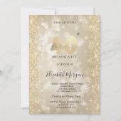 Gold Sparkle Diamonds Bokeh 40th Birthday   招待状 (正面)