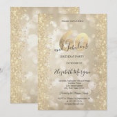 Gold Sparkle Diamonds Bokeh 60th Birthday 招待状 (正面/裏面)