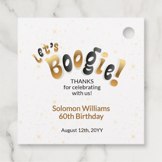 Gold Sparkle Let's Boogie 60th Birthday フェイバータグ (裏面)