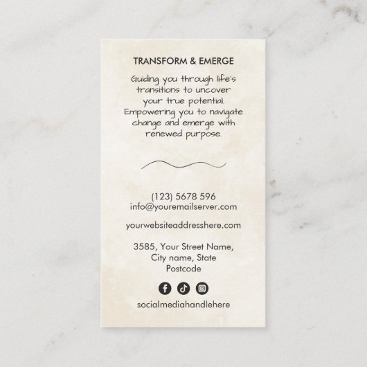 Gold Spiral Journey & Butterfly Sketch Life Coach 名刺 (裏面)