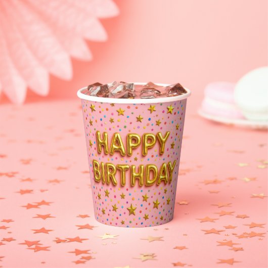 Gold Star Birthday Cup. 紙コップ (インサイチュ)