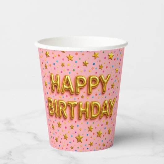 Gold Star Birthday Cup. 紙コップ (正面)