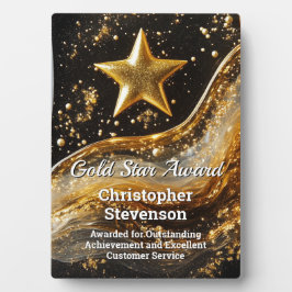 Gold Star Custom Personalized Artistic Award フォトプラーク