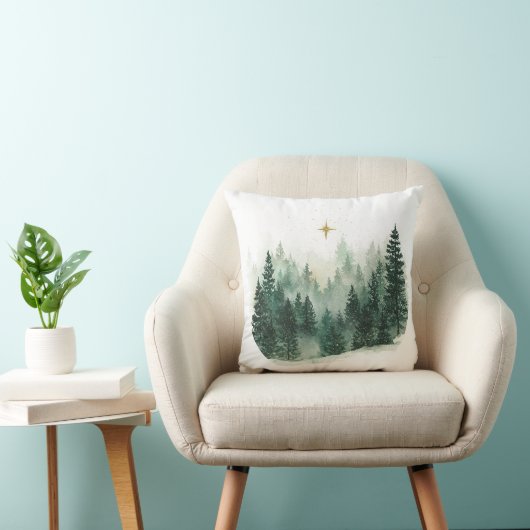 Gold Star Green Trees Christmas クッション (椅子)