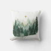 Gold Star Green Trees Christmas クッション (正面)