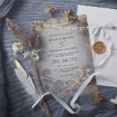 Gold Starfish Tropical Beach Chic QR Code Wedding 招待状