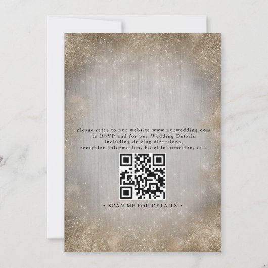 Gold Starfish Tropical Beach Chic QR Code Wedding 招待状 (裏面)