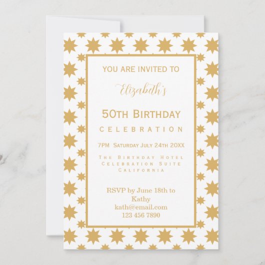 Gold Stars 50th Birthday  招待状 (正面)