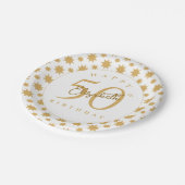 Gold Stars 50th Birthday Custom Name  ペーパープレート (アングル)
