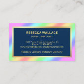 Gold Stars Confetti Rainbow Toothbrush Dentist 名刺 (裏面)