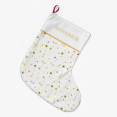 Gold Stars Keepsake Christmas  ラージクリスマスストッキング (正面 (吊り時))