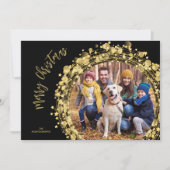 Gold Stars on Black Merry Christmas Photo シーズンカード (正面)